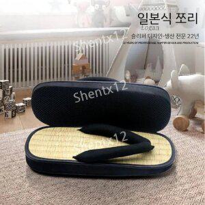 일본 다다미 쪼리 슬리퍼 마츠리 등나무 실내화 블랙 커플 샌들