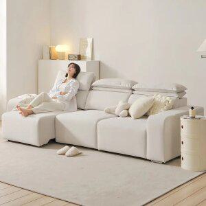 제로라인 이지클린 코모도 패브릭 전동 4인 소파 일체형 모션 슬라이딩 리클라이너 4인