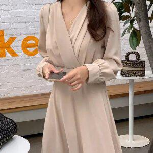 러블랑 랩 셔링 롱 원피스 봄 가을 데일리룩 출근룩