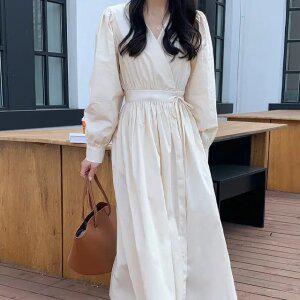 슈린드 랩 롱 원피스 봄 여성 데일리 롱스커트 봉원피스 데이트룩