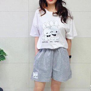 투스타시스 (국산면원단/국내자체생산) SET5002 두마리토끼 반팔티셔츠 반바지 세트 3