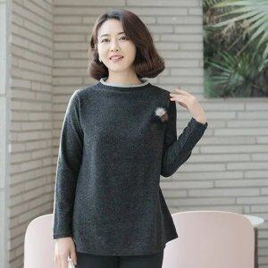 엄마옷 조이마담 T51136 밍크브로치 기모 티셔츠 중년여성의류