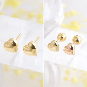 [골드피아] 14K 반구 하트 귀걸이/피어싱