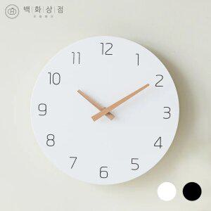 백화상점 무소음 우드 벽시계 벽걸이 거실 원형 시계 무타공 무선 디자인 건전지