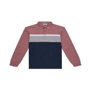 [오스틴리드]핑크 면블럭 패턴 긴팔 티셔츠-A1SW2210883C