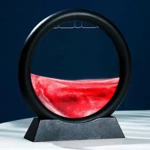 집들이 신혼선물 원형 아트 인테리어 액자레드 움직이는모래자 샌드시계 블랙 오브제 모래멍 슬로우자 위니