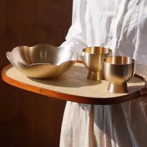 [놋담](강남점)방짜유기 꽃 샐러드볼+굽 막걸리잔 2P 세트