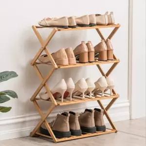미란다 접이식 무조립 대나무 신발장 4단 co-00760/슈즈렉/신발/정리/보관/간이/간편/나무/원목/우드
