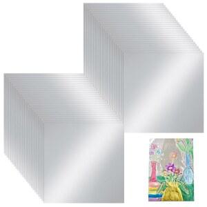 핸드메이커 100매 알루미늄 금속 공예 DIY 호일 롤 0.07mm 두께의 은박 플래시 롤 아트 페인팅 판화 및 엠보싱을 위한 금속 시트(6인치 X 6인치, 은색)