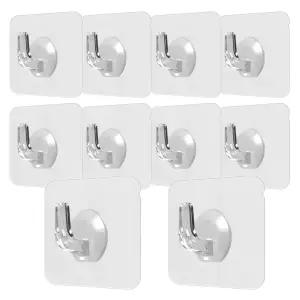 투명 접착식 후크(10P) / 욕실 현관 주방 국자 행주 싱크대 매직 벽걸이 행거 고리 열쇠 마스크 걸이