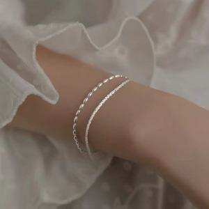 925 실버 블링블링 두줄 얇은 은볼 체인 팔찌 