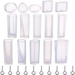 테크유니트 15피스 레진 몰드 주얼리 DIY용 실리콘 펜던트 및 100피스 스크류