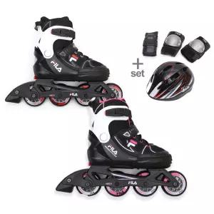 FILA 어린이 인라인스케이트+헬멧+보호대 세트 X-ONE 보라매 콤보