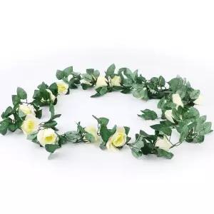 조화 장미넝쿨 90cm 화이트/넝쿨/인조/조화잎/장식/인테리어/담쟁이/장식용꽃/벽걸이/식물