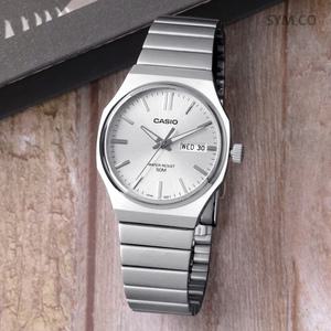 카시오 남성 빈티지 캘린더 실버 메탈 시계 MTP-E735D-7A c156