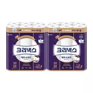 크리넥스 천연펄프 3겹 데코앤소프트, 37m, 24롤, 2개