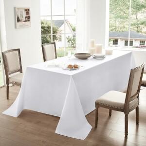 흰색 테이블 천으로 얼룩 방지 장식 빨 수 있는 폴리에스테르 직사각형 식탁보 파티 및 결혼식