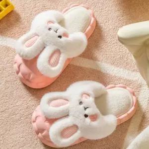 겨울 소음방지 층간 보온 실내화 슬리퍼 토끼모양 방한 사무실 폭신한 귀여운