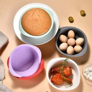 호환 실리콘 원형 케이크 팬 붙지 않는 제빵기 케이크 빵 생일 파티용 쉬운 릴리스 내구성 내열성 가정용 완벽