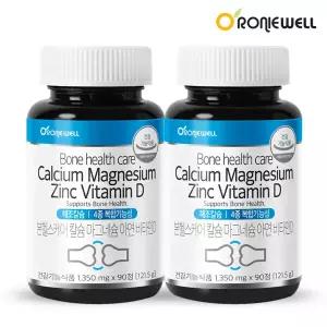 [로니웰]본헬스케어 칼슘 마그네슘 아연 비타민D 90정 x 2개(총 6개월분)