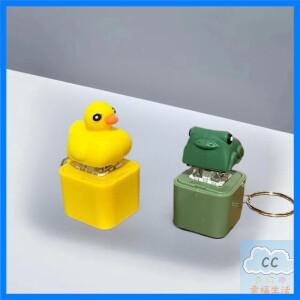 재미있는 꽥꽥 소리 나는 개구리 오리 키체인 충전식 키보드 피젯 클릭커 소리 나는 열쇠고리 LED 라이트