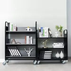 북카트 철제 도서관？북트롤리 이동식 북트럭 북트레이 무소음 책수레 3단