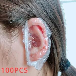 100개 방수 귀 커버 샤워 목욕 머리 염색 살롱용 투명 보호기