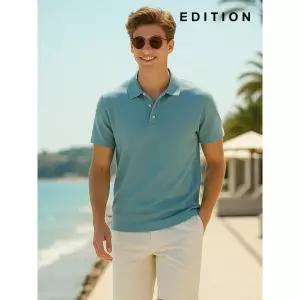 [하프클럽/에디션]린넨 플레인 카라 반팔 니트 (NND2ET1991)