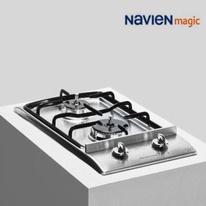 나비엔매직 GRB-1102 2구 빌트인 가스레인지 매립형 가스쿡탑 건전지식 스텐 타공 265x485
