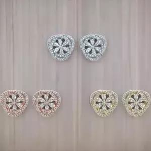 [아트박스]/신상오픈런 여성용 럭셔리 꽃잎 디자인 큐빅 실버 귀걸이