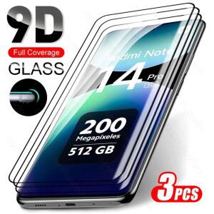 레드미 노트 14 프로 5G용 보호 유리 3개, 9D 강화유리 노트14프로 노트15 노트14 프로+ 4/5G 곡면 스크린 보호필름