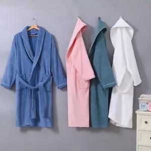 부드러운 극세사 커플 샤워가운 목욕타올 실내 잠옷 세트