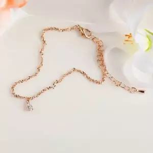 시후주얼리 로즈골드 시뮬럿다이아 물방울 펜던트 체인 여성 팔찌 LB286B