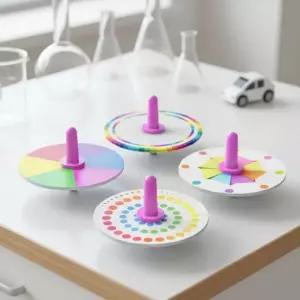 색혼합 팽이 만들기 4in1 원형 팽이 착시현상 원심력 관찰 원판 색칠 꾸미기 (3세트)