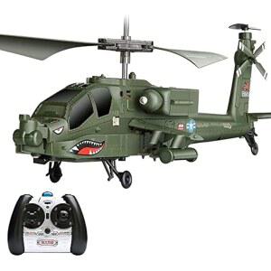 FLADO 원격 조종 헬리콥터, 아파치 군용 전투기 모델 2 4G RC 전기 비행기 낙하 저항 듀얼 모터 초보자 실내 항공기