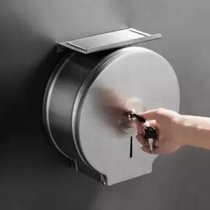 (선택 일반형 메탈실버)무타공 고급 스텐 점보롤 디스펜서 일반 선반 선택 롤휴지 케이스