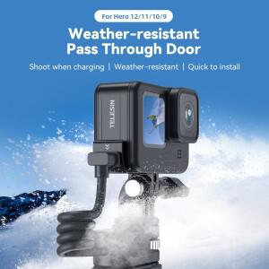 호환 GoPro 12 Hero 9용 TELESIN 배터리 방수 측면 커버  탈착식 Type-C 충전 포트