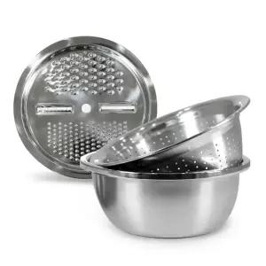 [DAMDA] 스테인레스 믹싱볼 채반 3종세트 위생 다용도 채칼 스텐볼
