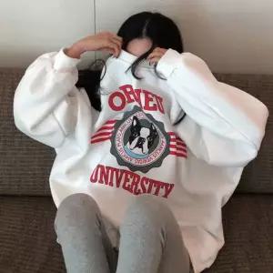 [콩심팥심]여성 캐주얼 슬리브 오버핏 댕댕이 프린팅 빈티지 맨투맨