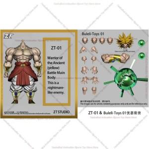 ZT 01 재고 스튜디오 전사 브로리 녹색 노란색 긴 머리 1/12 액션 피규어 애니메이션 캐릭터 컬렉션