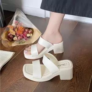 [하프클럽/]여성 웨지힐 슬리퍼 통굽 여름 뮬 키높이