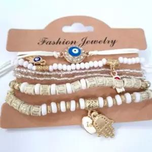 악세사리 6종 세트 보헤미안 비즈 팔찌 레이어드 발찌 히피 여름 발찌