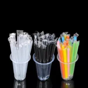일회용스트로우 두꺼운빨대 펄티 음료용 컬러 100개 버블티 개별포장