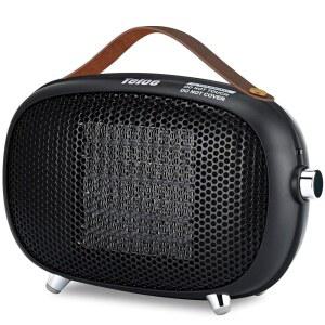 스페이스 히터, 테이오 미니 전기 히터 800W/400W, 팁 오버 및 과열 방지 기능이 있는 소형 PTC 세라믹 3가지 작동 모드, 사무실, 침실 책상 아래 공간 히터(BLACK)