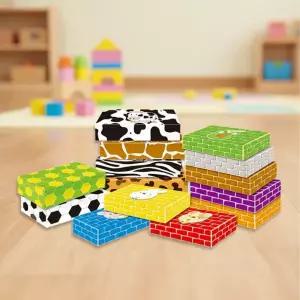 가꿈 작은 종이블록 동물패턴 벽돌 블럭 집만들기 공간구성 쌓기놀이 장난감 (50pcs)