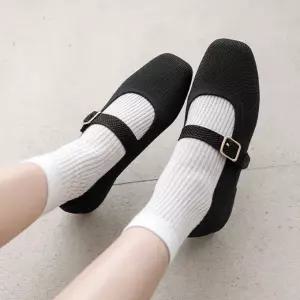 (쫀득몰드창) 마리엘 니트 벨크로 키높이 메리제인(4cm)