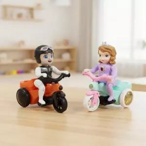 라이트 작동자전거 공주 라이더 장난감 인형 피규어 불빛 사운드 모형 미니어처 어린이 선물