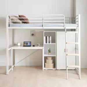 [에보니아] 토리노 철재 수퍼싱글 벙커침대 브베 책상옷장B형 매트포함(그린폼매트)