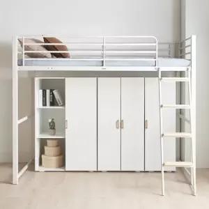 [에보니아] 토리노 철재 수퍼싱글 벙커침대 브베 수납옷장A형 매트포함(그린폼매트)