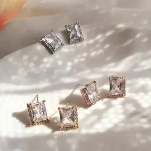 /신상오픈런 릿차데 큐빅 하객룩 3color 스퀘어 여성 이어링